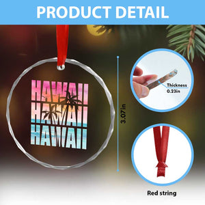Hawaii Summer Vacation Crystal Glass Ornament Vintage Tropical Beach Graphic TS14 Print Your Wear