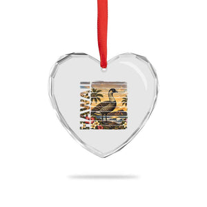 Hawaii Tropical Bird Heart Crystal Glass Ornament Summer Island Vacation Gift