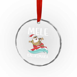 Hawaiian Xmas Crystal Glass Ornament Mele Kalikimaka Hawaii Surfing Santa Tropical Beach TS10 Print Your Wear