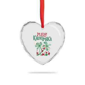 Hawaiian Xmas Heart Crystal Glass Ornament Mele Kalikimaka Santa Climb Palm Tree TS09 Print Your Wear