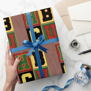 HBCU Block Letter Pride Graphic Wrapping Paper Roll College Support Statement Black Excellence TS02 Mocha Print Your Wear