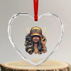 HBCU Queen Vibes Heart Crystal Glass Ornament Melanin Music College Pride for Black Excellence Supporters TS02 Transparent Glass 3'' Heart Print Your Wear