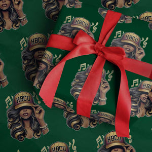 HBCU Queen Vibes Wrapping Paper Roll Melanin Music College Pride for Black Excellence Supporters TS02 Green Print Your Wear