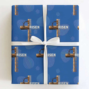 He Is Not Here For He Is Risen Just As He Said Wrapping Paper Roll Christian Easter Day Religious Bible Verse Cross TS11 Royal Blue Print Your Wear