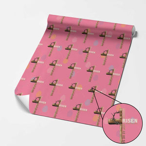 He Is Not Here For He Is Risen Just As He Said Wrapping Paper Roll Christian Easter Day Religious Bible Verse Cross TS11 Pink Print Your Wear