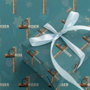He Is Not Here For He Is Risen Just As He Said Wrapping Paper Roll Christian Easter Day Religious Bible Verse Cross TS11 Teal Print Your Wear
