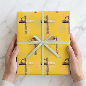 He Is Not Here For He Is Risen Just As He Said Wrapping Paper Roll Christian Easter Day Religious Bible Verse Cross TS11 Yellow Print Your Wear