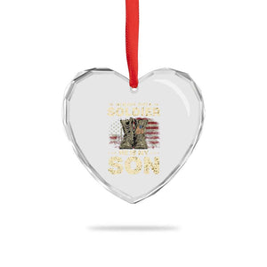 He Is Not Just A Soldier He Is My Son Heart Crystal Glass Ornament Proud US Army Son