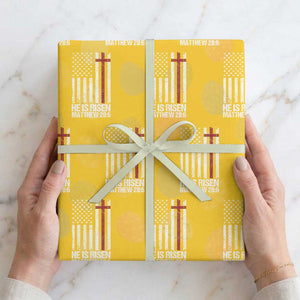 He Is Rise Wrapping Paper Roll Christian American Flag Easter Bible Verse TS14 Yellow Print Your Wear