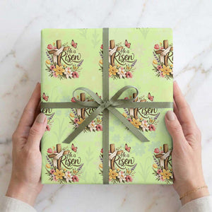 He Is Risen Floral Cross Christian Easter Wrapping Paper Roll Spring Flowers Butterfly Faith Inspirational Gift TS02 Lime Print Your Wear