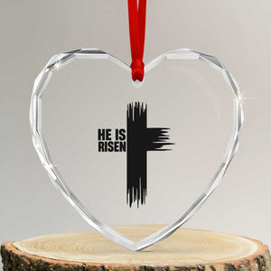 He Is Risen Heart Crystal Glass Ornament Christian Easter Cross TS10 Transparent Glass 3'' Heart Print Your Wear