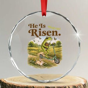 He Is Risen Hop On Crystal Glass Ornament Christian Easter Frog TS14 Transparent Glass 3'' Circle Print Your Wear