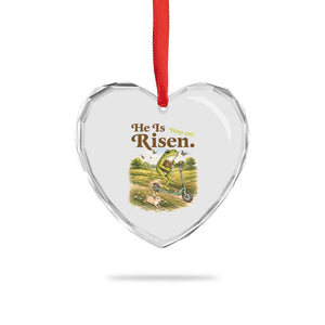 He Is Risen Hop On Heart Crystal Glass Ornament Christian Easter Frog TS14 Print Your Wear