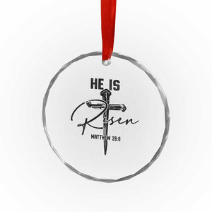 He Is Risen Matthew 28:6 Christian Easter Crystal Glass Ornament Nail Cross Faith Religious Inspirational Gift TS02 Print Your Wear