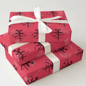 He Is Risen Matthew 28:6 Christian Easter Wrapping Paper Roll Nail Cross Faith Religious Inspirational Gift TS02 Red Print Your Wear