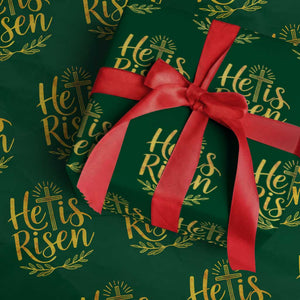 He Is Risen Wrapping Paper Roll Jesus Easter Religious Christians TS10 Green Print Your Wear