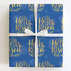 He Is Risen Wrapping Paper Roll Jesus Easter Religious Christians TS10 Royal Blue Print Your Wear