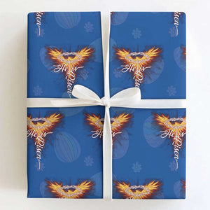 He Is Risen Wrapping Paper Roll Jesus Resurrection Easter Christian Cross Phoenix Rising TS10 Royal Blue Print Your Wear