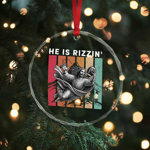 He Is Rizzin Crystal Glass Ornament Funny Christian Football Lover Gift TS12 Print Your Wear