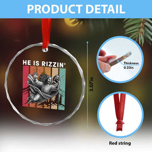 He Is Rizzin Crystal Glass Ornament Funny Christian Football Lover Gift TS12 Print Your Wear