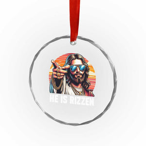 He is Rizzin Crystal Glass Ornament Funny Jesus Vintage Faith TS10 Print Your Wear