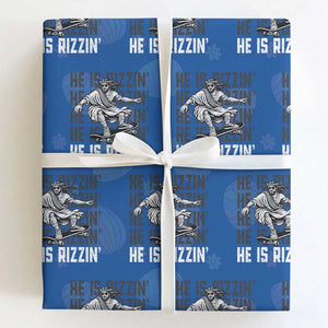 He Is Rizzin Funny Christian Easter Skateboarding Jesus Meme Wrapping Paper Roll Faith Humor Trendy Youth Gift TS02 Royal Blue Print Your Wear
