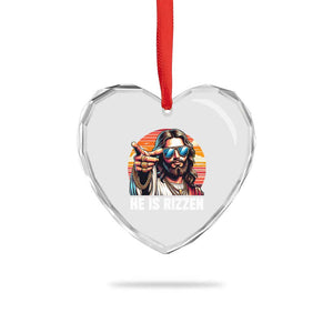 He is Rizzin Heart Crystal Glass Ornament Funny Jesus Vintage Faith TS10 Print Your Wear