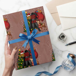 Headless Horseman Santa Wrapping Paper Roll Funny Xmas Mashup Gift TS12 Mocha Print Your Wear