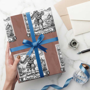 Heated Chivalry Medieval Knights Kissing LGBT Pride Wrapping Paper Roll TS11 Mocha Print Your Wear