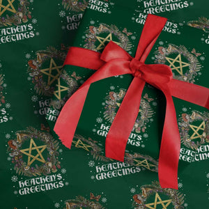 Heathens Greeting Wrapping Paper Roll Pagan Christmas Wreath Yule Holiday TS11 Green Print Your Wear