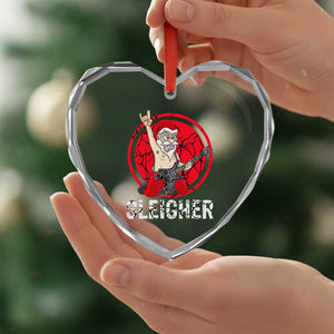 Heavy Mental Heart Crystal Glass Ornament Sleigher Santa Playing Guitar TS09 Print Your Wear