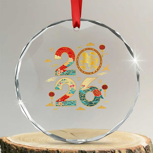 Hello 2026 Lunar New Year Crystal Glass Ornament Year of the Horse Chinese Zodiac TS10 Transparent Glass 3'' Circle Print Your Wear