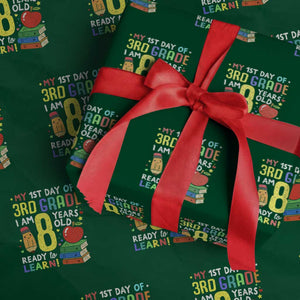 Hello 3rd Grade Wrapping Paper Roll Boys and Girls First Day Back to School Gift