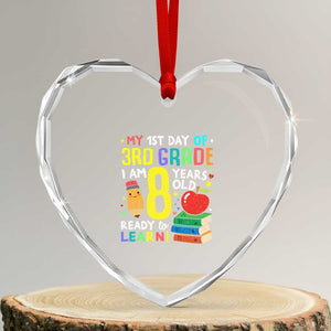 Hello 3rd Grade Heart Crystal Glass Ornament Boys and Girls First Day Back to School Gift