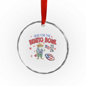 Here for the Benito Bowl 2026 Coquí Frog Crystal Glass Ornament Puerto Rican Funny Football Music Fans TS02 Print Your Wear