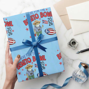 Here for the Benito Bowl 2026 Coquí Frog Wrapping Paper Roll Puerto Rican Funny Football Music Fans TS02 Light Blue Print Your Wear