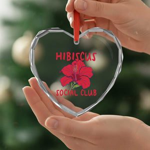 Hibiscus Flower Heart Crystal Glass Ornament Aloha Hawaii Tropical Beach Vacation