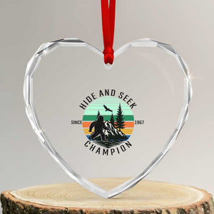 Hide And Seek Champion Heart Crystal Glass Ornament Bigfoot Lover Gift TS12 Transparent Glass 3'' Heart Print Your Wear