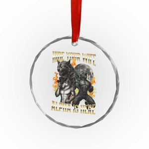 Hide Your Wife The Alpha is Here Crystal Glass Ornament Cringe Werewolf Alpha Meme Humor TS14 Print Your Wear