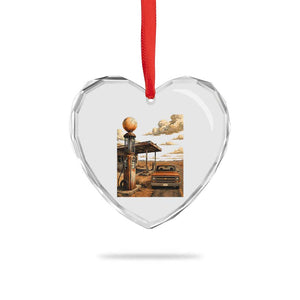 Highway 66 Classic Gas Pump Desert Classic Pickup Truck Car Lover Heart Crystal Glass Ornament TS14 Print Your Wear