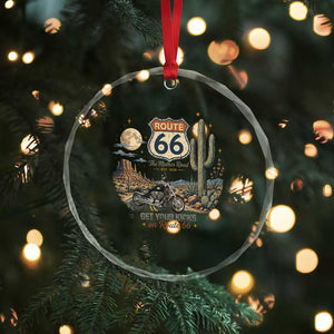 Highway 66 Get Your Kicks Centennial Road Trip Crystal Glass Ornament Vintage 1976 American Cruiser Motorcycle Lover 100th Anniversary Gift
