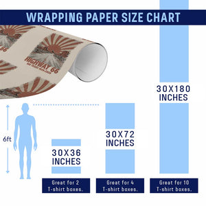 Highway 66 Main Street of America Sunset Horizon Wrapping Paper Roll Centennial 1926-2026 Retro Desert Sunburst Graphic TS02 Print Your Wear