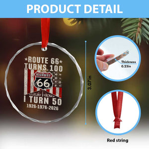 Highway 66 Turn 100 I Turn 50 Crystal Glass Ornament Vintage 1976 Born American Road Sign Centennial 2026 TS14 Print Your Wear