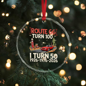 Highway 66 Turn 100 I Turn 50 Crystal Glass Ornament Vintage 1976 Road Sign Classic Muscle Car Lover 50 Year Old Gift TS14 Print Your Wear