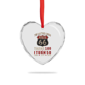 Highway 66 Turn 100 I Turn 50 Heart Crystal Glass Ornament Vintage 1976 Road Sign 50 Year Old Gift 2026 TS14 Print Your Wear