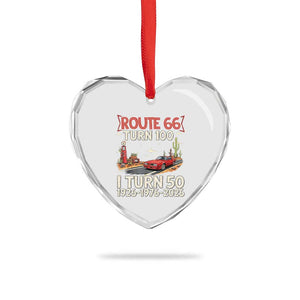 Highway 66 Turn 100 I Turn 50 Heart Crystal Glass Ornament Vintage 1976 Road Sign Classic Muscle Car Lover 50 Year Old Gift TS14 Print Your Wear