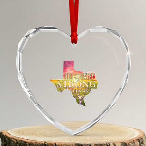Hill Country Strong Texas Heart Crystal Glass Ornament Sunset Bluebonnet Resilience TS02 Transparent Glass 3'' Heart Print Your Wear