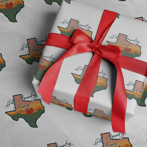 Hill Country Strong Wrapping Paper Roll Texas Pride for Resilient Texans Retro TS02 White Print Your Wear