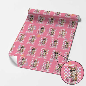 Hip Hop Easter Bunny Cleaning Pun Wrapping Paper Roll Funny Rabbit with Mop TS02 Pink Print Your Wear