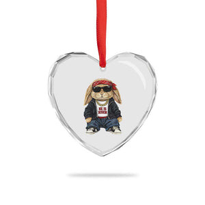 Hip Hop Easter Bunny He is Risen Jesus Religious Christian Heart Crystal Glass Ornament TS11 Print Your Wear